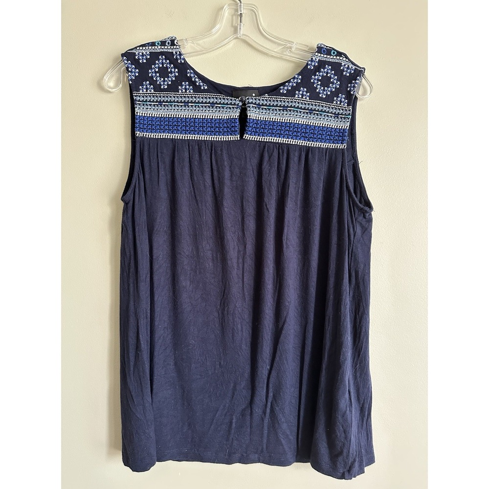 Women's ECI navy Tank With Embroidery; Size Large